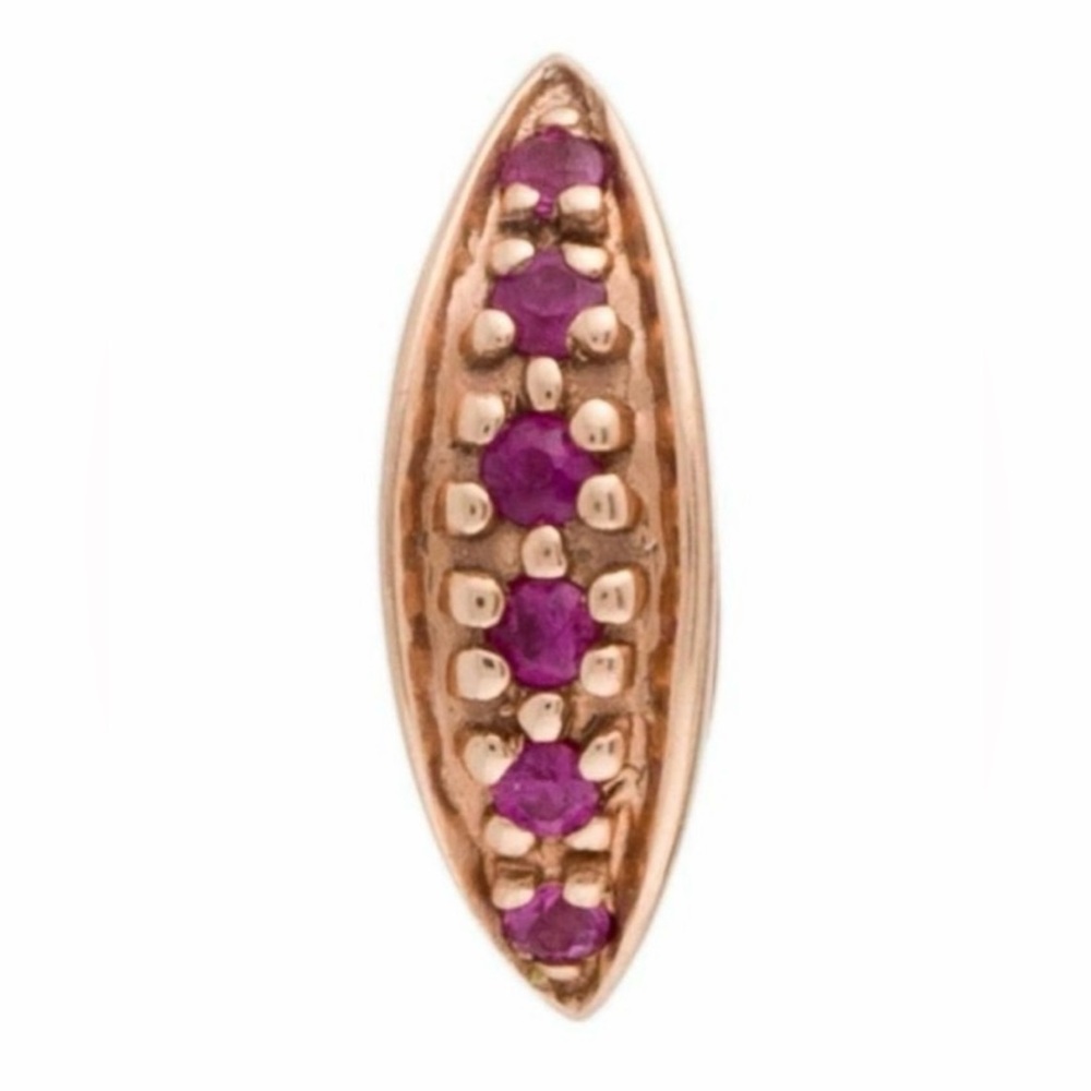 SYDNEY EVAN 14k Rose Gold Ruby leaf earring.